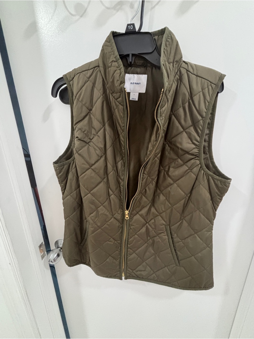 Old Navy Olive Quilted Zip-Up Vest